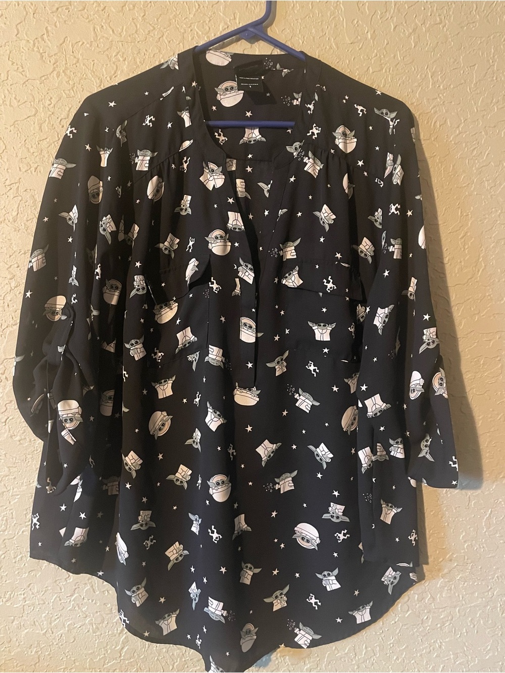 Star Wars Black Graphic Baby Yoda Print Top
